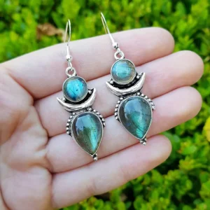 Creativity Vintage Women Fashion Jewelry Earrings Gem Stone Luxury Drop Earrings for Party Valentine’s Day Gift