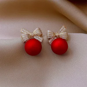 Cross Border European American Style Butterfly Bead Inlaid Diamond Copper Alloy Stud Earrings Party Women’s Fashion