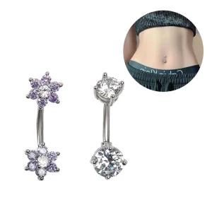 Cross-Border Hexagonal Belly Navel Stud Zircon Copper Electroplated Fashionable Sexy Sunflower Body Jewelry Piercing
