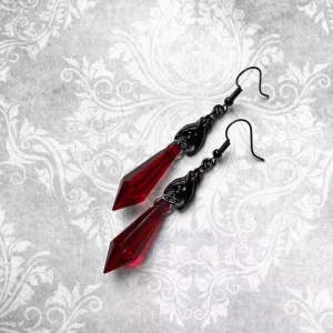 Cross Border Hot Selling Bat Dark Themed Decorative Butterfly Shape Drop Earrings Red Black Fashionable Trendy Style Women’s