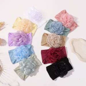 Cross Border New Fashion Organza Flower Baby Headband Cute Autumn Winter Girl Hair Accessories Children’s European American