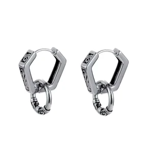 Cross Border Vintage Stainless Steel Earrings Retro Geometric Stud Earrings High Quality Fashion Trendy HipHop Jewelry