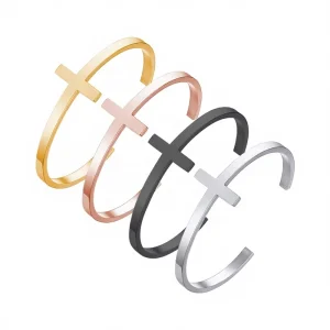 Cross Bracelet Religious Stainless Steel Cuff Bangle Gifts Jewelry for Women and Men