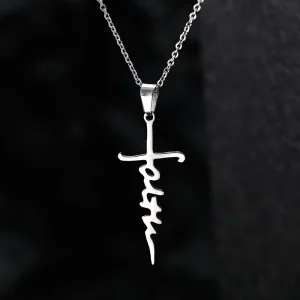 Cross Necklace Titanium Steel Stainless Steel Faith Pendant 4 Color Choices Chain Type Jewelry Accessories