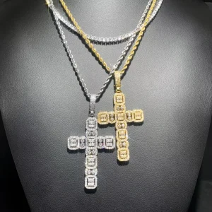 Cross Necklace Zircon Pendant for Mens Streetwear Jewelry