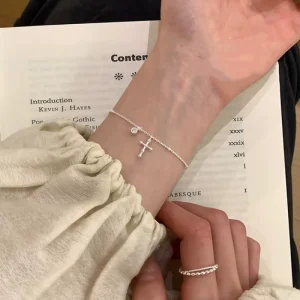 Cross Pendant Bracelet Simple Fashion Elegant Trendy Women Jewelry Accessories Gift for Her