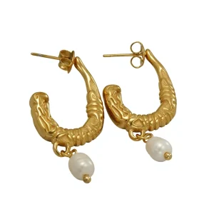 Cross border All match New Stainless Steel Electroplated U shaped Pearl Women’s European American Niche Headscarves Earrings