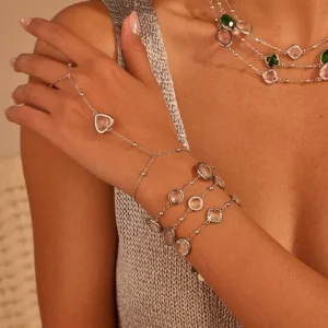 Cross border Bestseller Instagram style Colored Gemstone edged Necklace and Bracelet Set women’s Versatile Niche Jewelry
