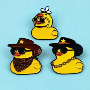 Cross border Cool and Cute Little Yellow Duck Shape Brooch Cartoon Couple Bag Fixed Accessories Painted Badge Pin