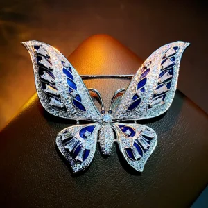 Cross-border Copper Zircon Butterfly Brooch Wedding Valentine’s Day Gift Luxury Fashion Pin Accessories