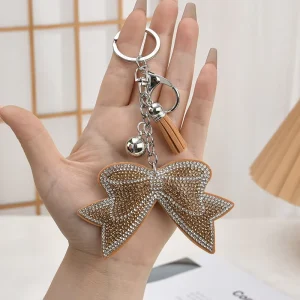 Cross border Creative Bowknot Rhinestone Plush Keychain Ins Style Bag Pendant Women’s Phone Chain Small Accessories