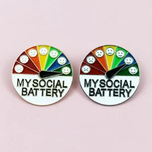Cross border Creative Painted Mood changing Round Brooch Rotatable Pointer Clothing Accessory Metal Pin Badge rainbow Turntable