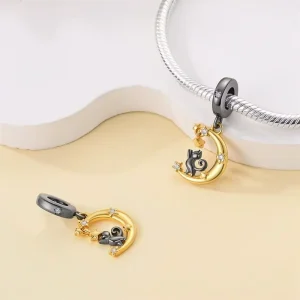 Cross border Cute Cat Pet Series Charms, Silver Plated Copper DIY Premium Bracelet Accessories for Women