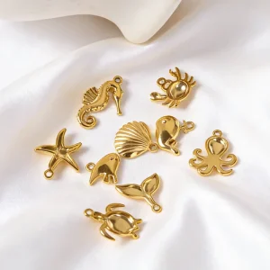 Cross border DIY Jewelry Accessories Minimalist Stainless Steel Ocean Style PendantsSeashell Seahorse TurtleCasual Sporty