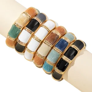 Cross border Europe United States Electroplated Alloy Drop Oil Opening Bangle Women’s Vintage Retro Fashion High end Color