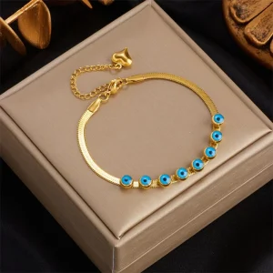 Cross border European American Fashion Trend Vintage Green Electroplated Stainless Steel Bohemian Women’s Bracelet