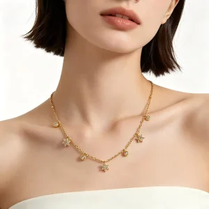 Cross-border European American New Arrival Women’s Fashionable Niche Minimalist Moon Necklace Electroplated Stainless Steel