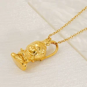 Cross border European American Personalized Creative Niche Design Stainless Steel Gold plated Black Myth Wukong Pendant Necklace