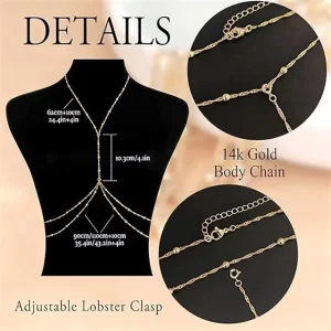 Cross border European and American style Gold Body Chain for Women Bikinis Beachwear sexy Chest Fashionable