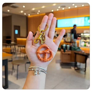 Cross border Fashion Bag Charm Donut Faux Bread Design Zinc Alloy S023 Bread Model Street Fashion Style
