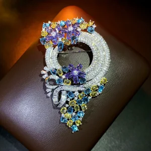 Cross-border Heavy Industry Colored Zircon Irregular-shaped Brooch Luxury Fashion Clothing Accessories