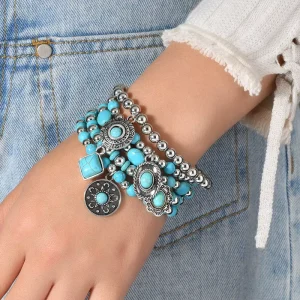 Cross border New Bohemian Style Beaded Bracelet Western Cowboy Turquoise Fashion Versatile Unisex Bracelet Yiwu