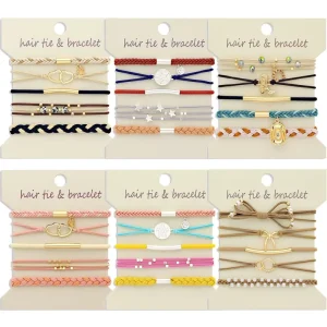 Cross border Set of Metal Hair Ties High Elasticity Ponytail Holder Hair Bands Bracelet Hair Accessories
