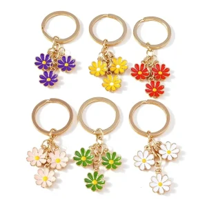 Cross border Sweet Girl Heart Daisy Zinc Alloy Keychain Fresh Flower Mobile Phone Bag Decoration