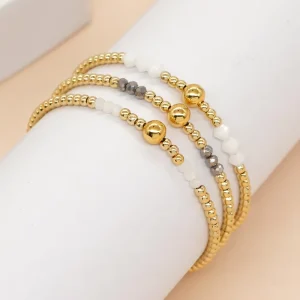 Crystal Bead Bracelets for Women Gold Plated Bead Friendship Adjustable Fashion Jewelry