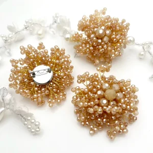Crystal Beads Flower Brooch for Women’s Jewelry Making DIY Handmade Elegant Wedding Gift Party Evening Dress