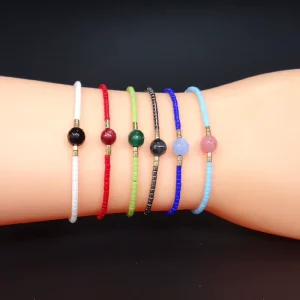 Crystal Boho Friendship Simple Bracelet Fashion Jewelry Multi Color Miyuki Seed Beaded Elastic Rope Bracelets for Women