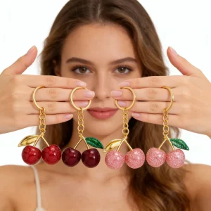 Crystal Cherry Decoration Enamel Accessory For Women’s Durable And Lightweight Handbag Creative Cherry Home Decoration