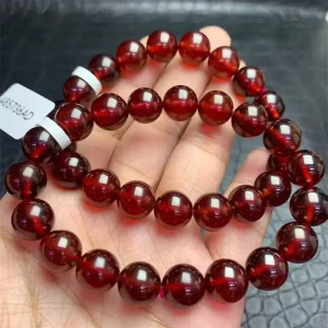 Crystal Craft Gemstone Orange Garnet Crystal Healing Stones Round Bracelet Fashion Gem Charm Bead