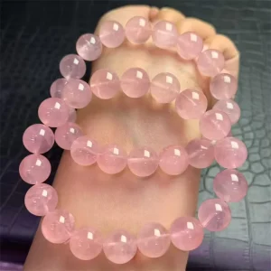 Crystal Craft Gemstone Rose Quartz Crystal Healing Stones Bracelet Fashion Gem Charm Bead