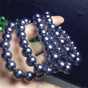 Crystal Craft Gemstone Terahertz Crystal Healing Stones Round Bracelet Fashion Gem Charm Bead