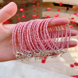 Crystal Craft Gemstone pink Opal Watermelon Tourmaline Crystal Healing Stones Facet Bracelet Fashion Gem Charm Bead