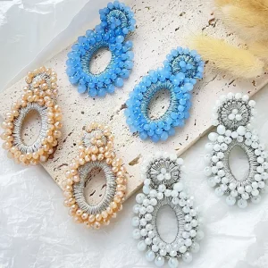 Crystal Designer Jewelry Handmade Bead Earrings Exaggerated Women Crystal Beads Earring Charms