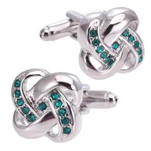 Crystal Diamond Love Knot Elegant Cufflinks Custom Mens Suit Shirt Fashion Accessory Wedding Tuxedo Trendy Jewelry