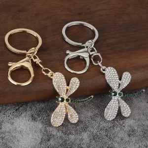 Crystal Dragonfly Keychain Bulk Insect Pendant Fashion Bag Charm Gift for Women Factory Supply