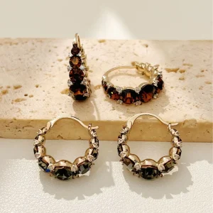 Crystal Ear Buckles Fashionable Brass Versatile and Light Luxury Fashion Accessories