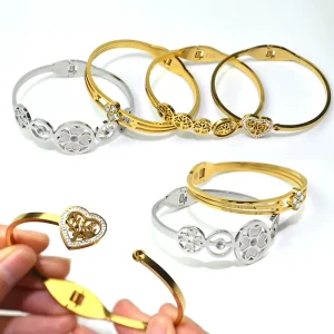 Crystal Fashion 18K Jewelry Bracelets Bangles for Women Stainless Steel Bracelets