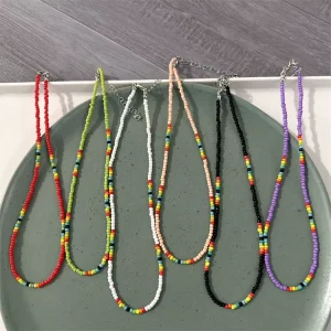 Crystal Fashion Colorful Beaded Necklace for Women Handmade Crystal Beads Necklace