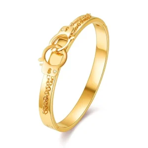 Crystal Fashion Jewelry 18K Gold Rose Gold Plated HandCuff Design Stainless Steel Cuff Bangle Bracelet