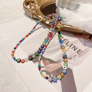 Crystal Fashion Jewelry Necklaces Glass Flower Seed Bead Necklace Female Clavicle Chain
