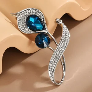 Crystal Flower Brooches Fashion Rhinestone Brooches Clothes Pins Shiny Temperament Clear Stone Brooch Women Jewelry