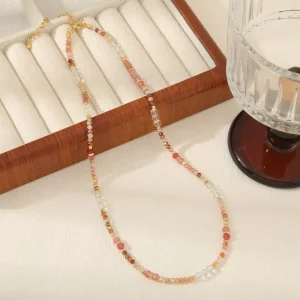 Crystal Handmade Necklace with Beads and Stones Women