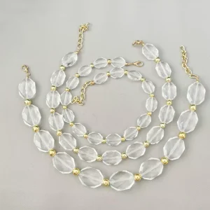 Crystal Jewelry Gold CCB Beads Irregular Transparent Geometric Handmade Beaded Necklace for Women and Girls