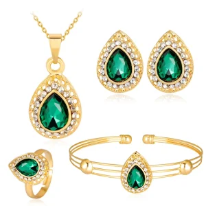 Crystal Necklace Earring Accessories Luxury Fashion Zircon Pendant Necklace Bridal Jewelry Set for Women