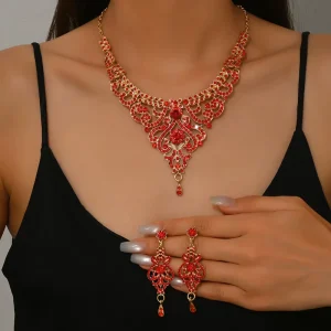 Crystal Necklace Earring Set Bridal Wedding Jewelry
