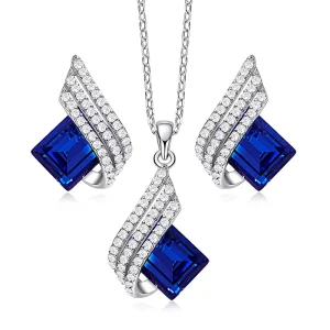 Crystal Necklace Earring Set Bridal Wedding Woman Fashion Jewelry Set Austrian Crystal Fashion Jewelry Set Women Girls